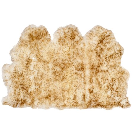 Flowers First 3 ft. 7 in. x 5 ft. 11 in. Natural Sheep Skin Off White & Coco Brown, Small Rectangle FL1868198